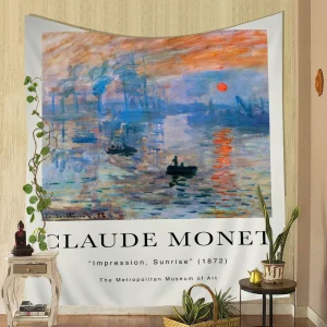 1PC Claude Monet Abstract Retro Impressionist Printed Large Wall Tapestry Art Science Fiction Room Home Decor Decor Blanket
